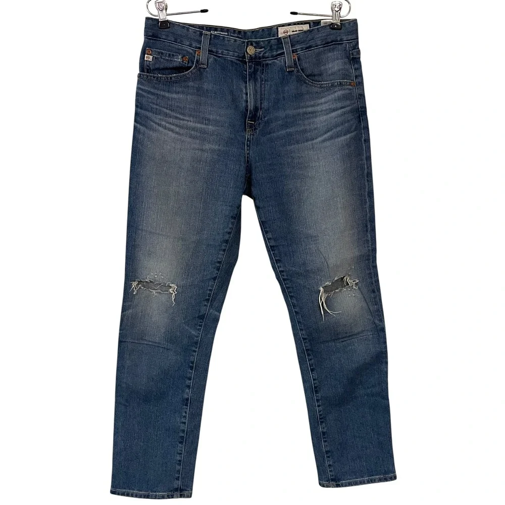 AG Adriano Goldschmied Ex Boyfriend Slouchy Slim Distressed Ankle Jeans Size 28R